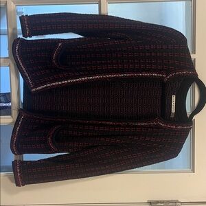 Alice + Olivia Black and Red Plaid Blazer